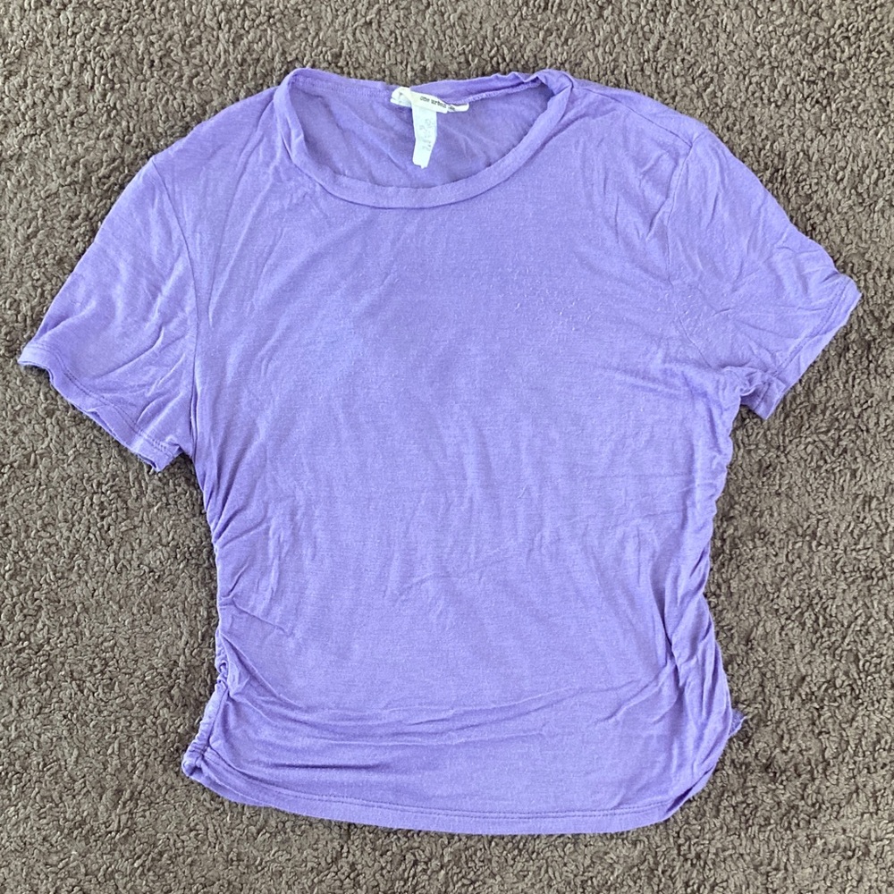 One Urban Day Women's Stretchy Ruched Sides Top Size M Purple